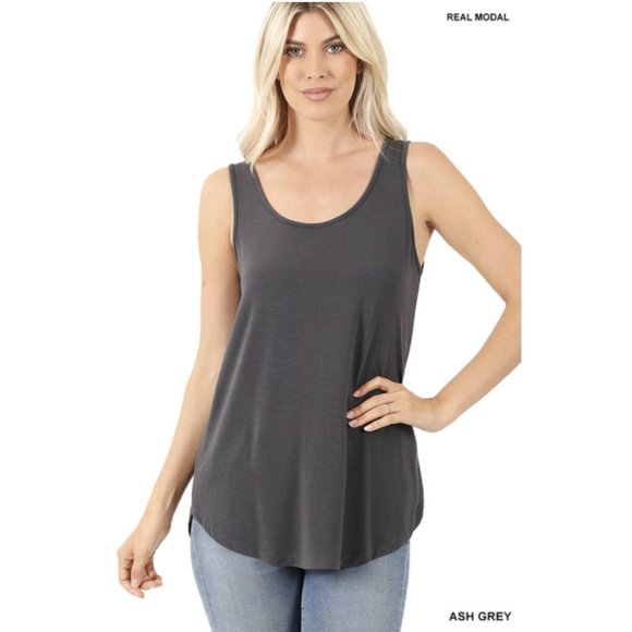 Zenana Ash Grey Terrific Essential Tank - Picture 1 of 3
